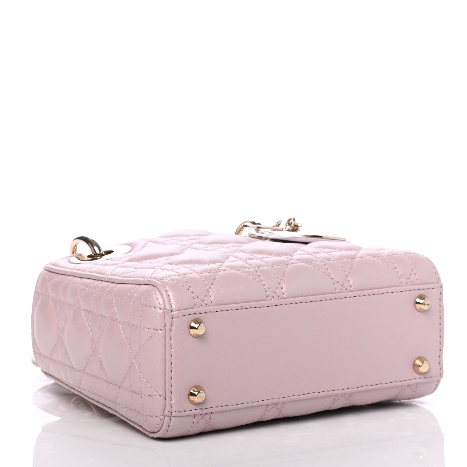 Christian Dior Metallic Lambskin Cannage Mini Lady Dior Lotus 3 of 4