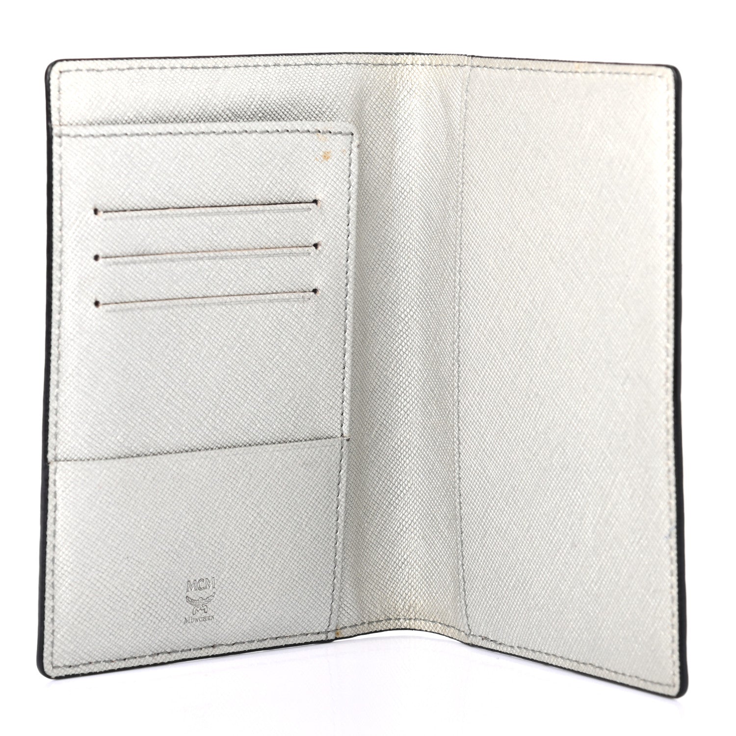 MCM Metallic Visetos Rabbit Passport Holder Silver 882434