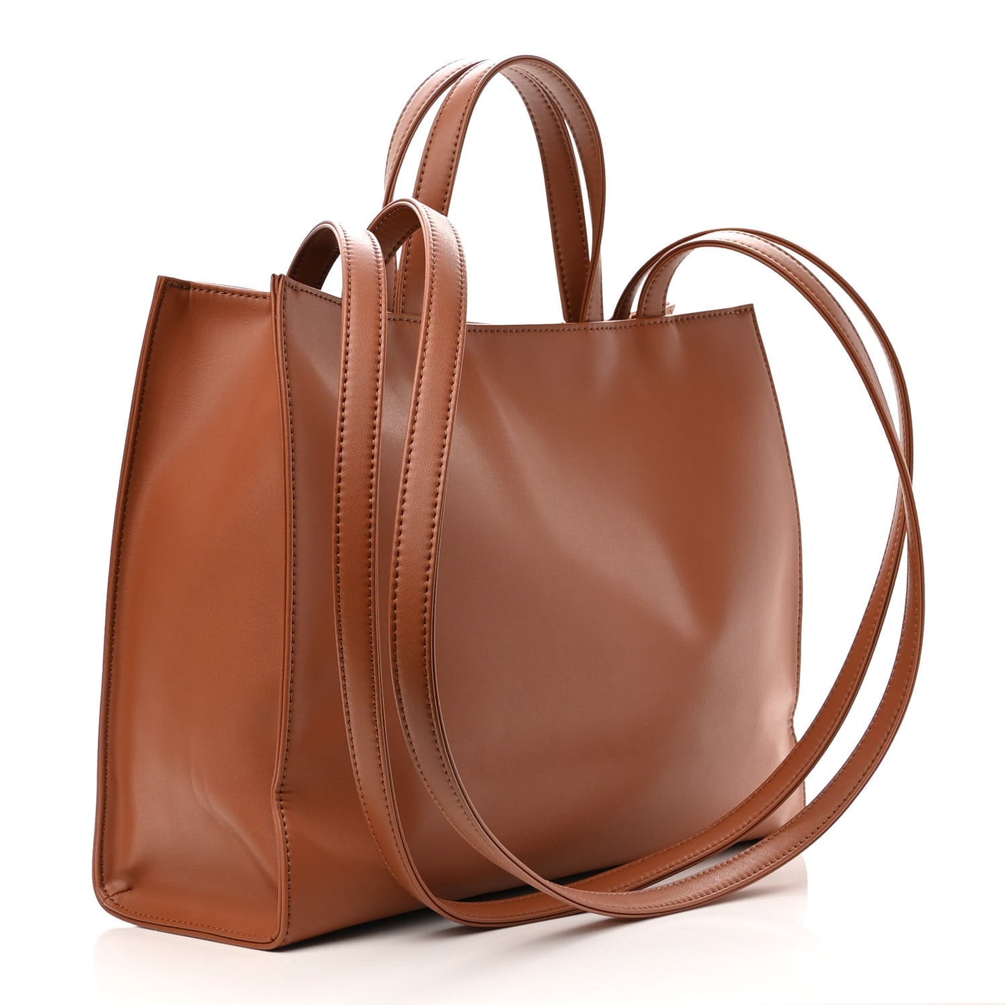 Vegan Leather Medium Shopping Bag Tan