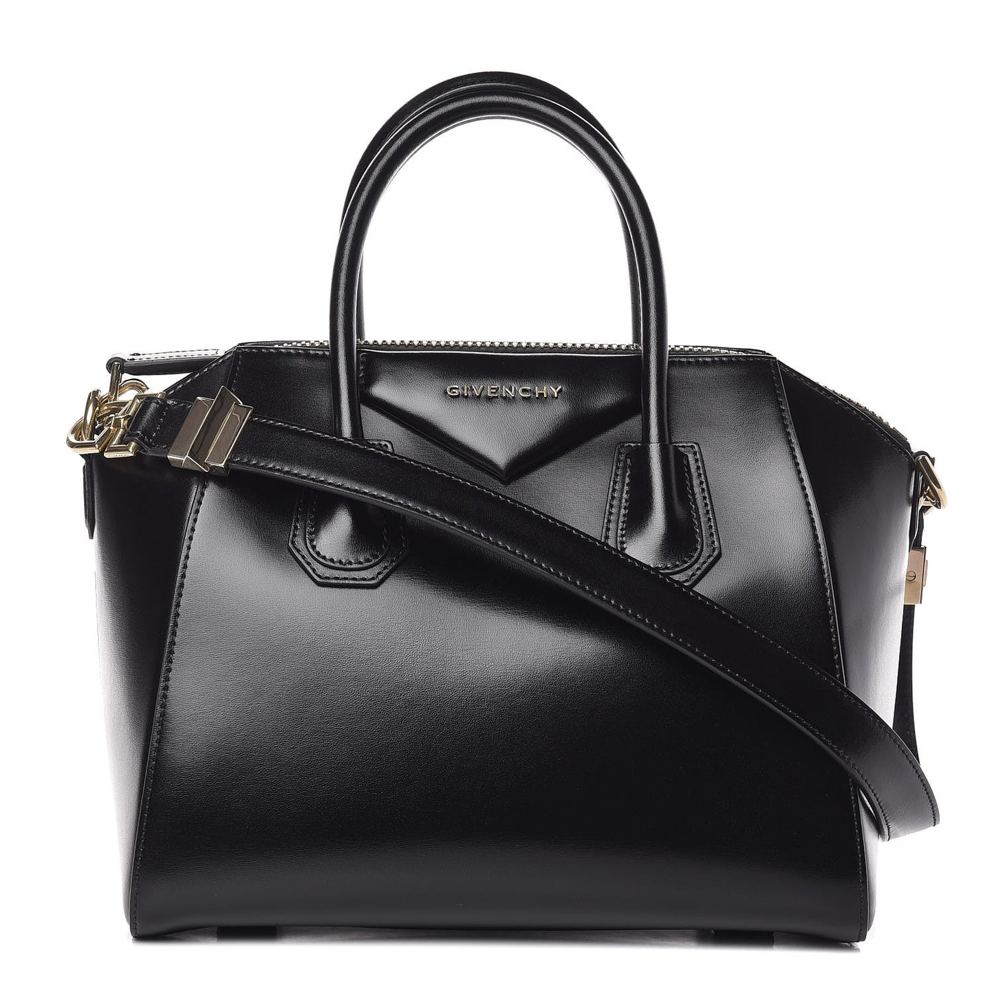 Shiny Lord Calfskin Small Antigona Black
