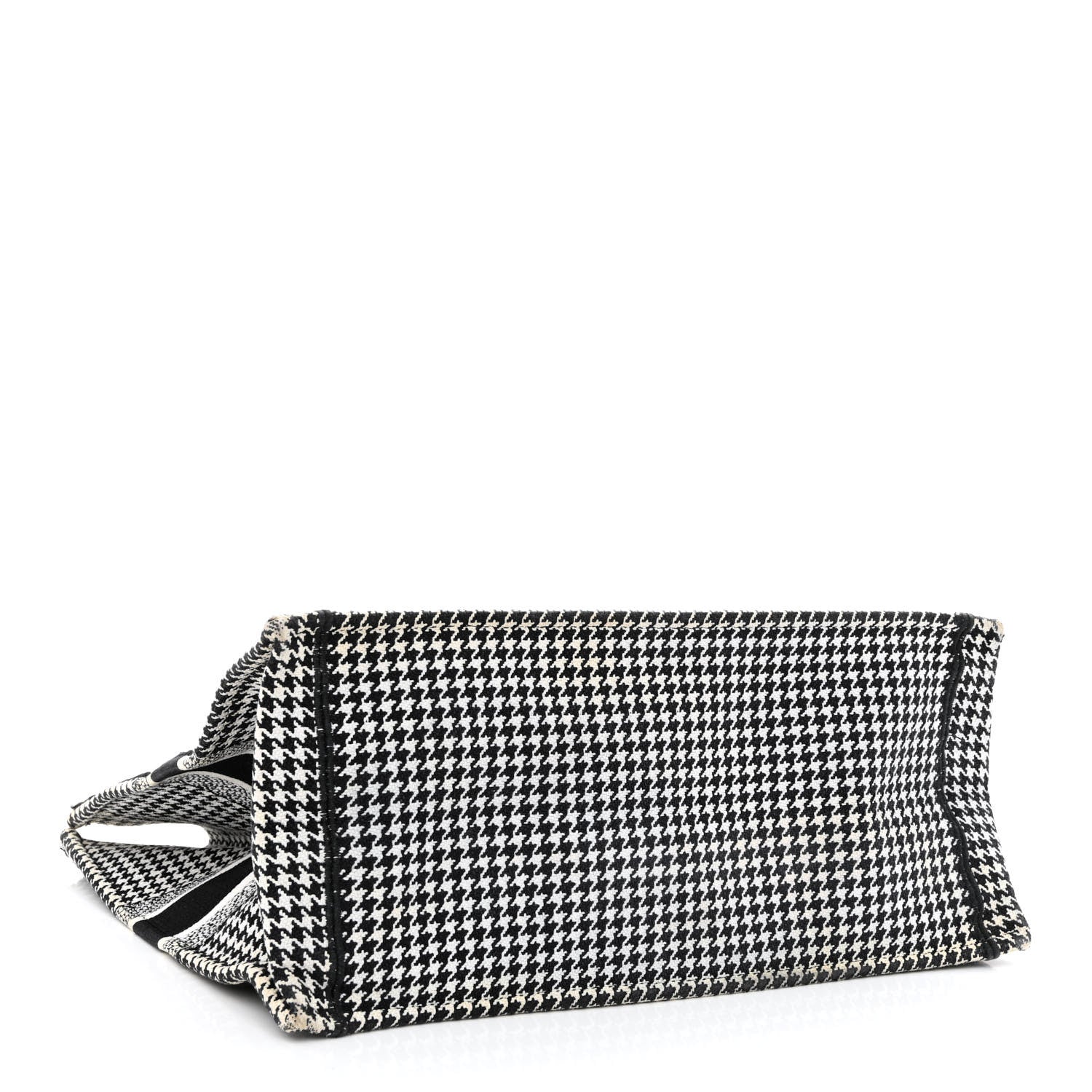 Christian Dior Canvas Houndstooth Embroidered Book Tote Black White 4 of 13
