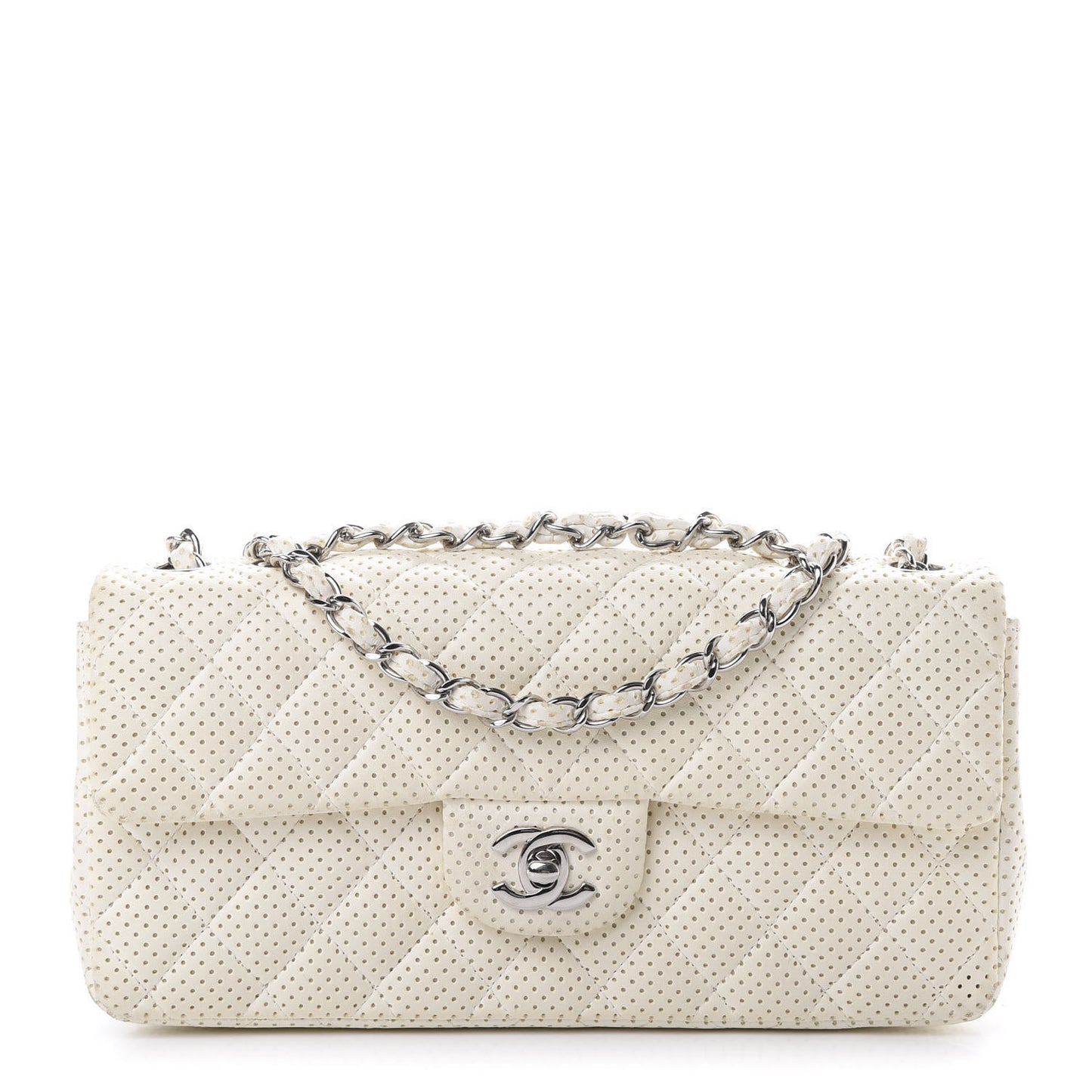 Lambskin Perforated East West Flap White