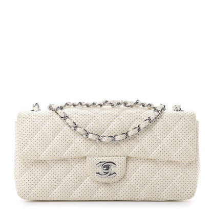 Chanel Lambskin Perforated East West Flap White 1 of 16