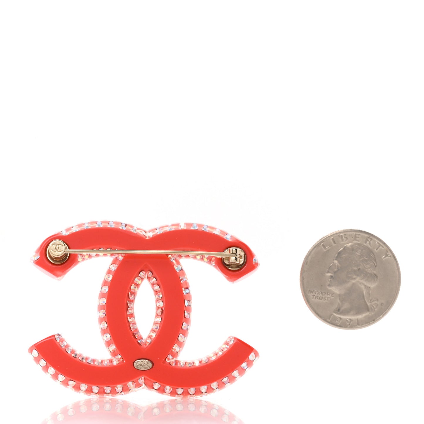 Resin Crystal CC Brooch Coral