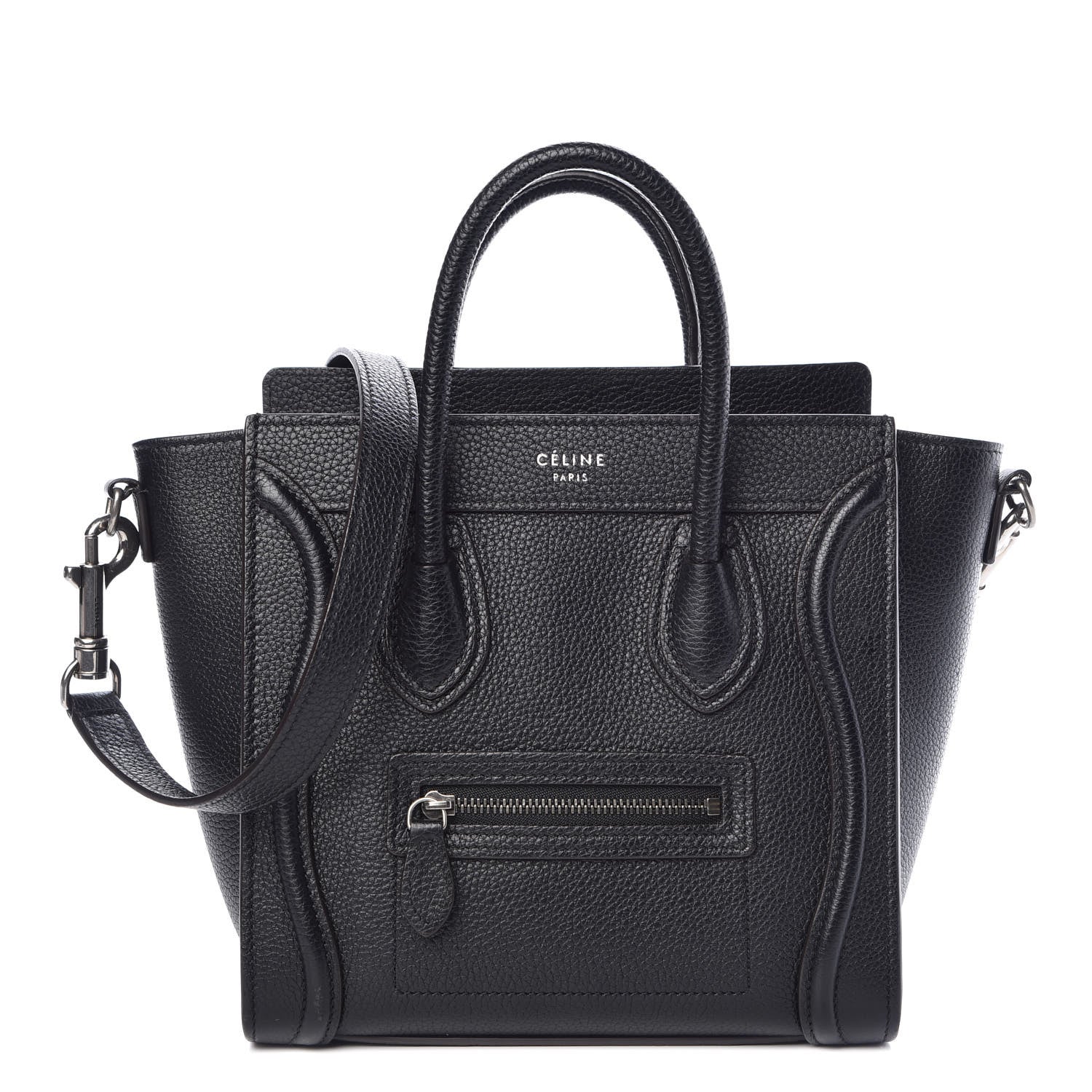 Celine Drummed Calfskin Nano Luggage Black 1 of 15