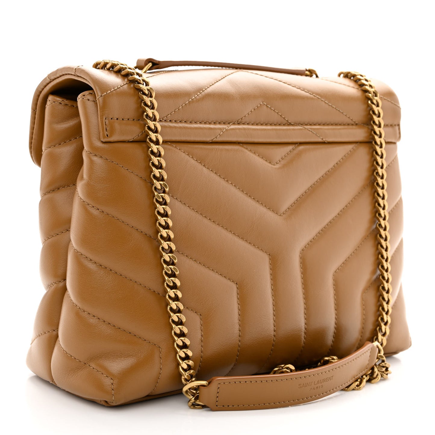 Calfskin Y Quilted Monogram Small Loulou Chain Satchel Dark Natural
