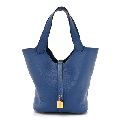 Hermes Taurillon Clemence Picotin Lock 22 MM Bleu France 1 of 10