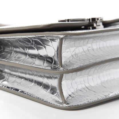 Burberry Metallic Patent Crocodile Embossed Small TB Shoulder Bag Silver 6 of 9