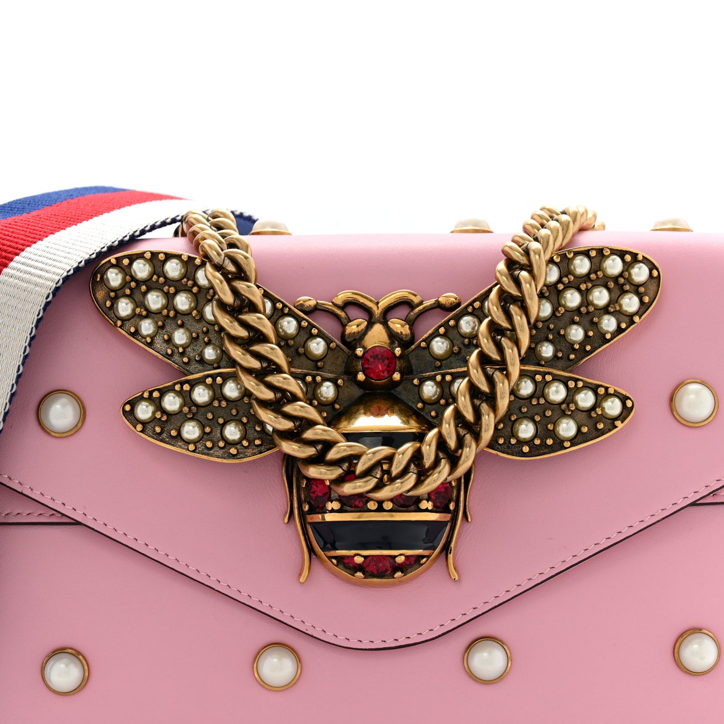 Nappa Pearl Studded Mini Queen Margaret Broadway Shoulder Bag Sugar Pink
