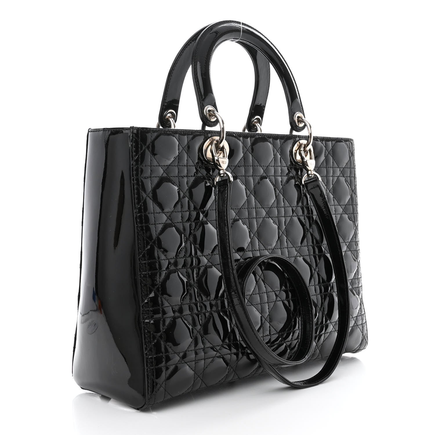 Christian Dior Patent Cannage Large Lady Dior Black 3 of 10