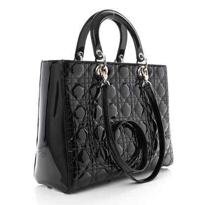Christian Dior Patent Cannage Large Lady Dior Black 3 of 10