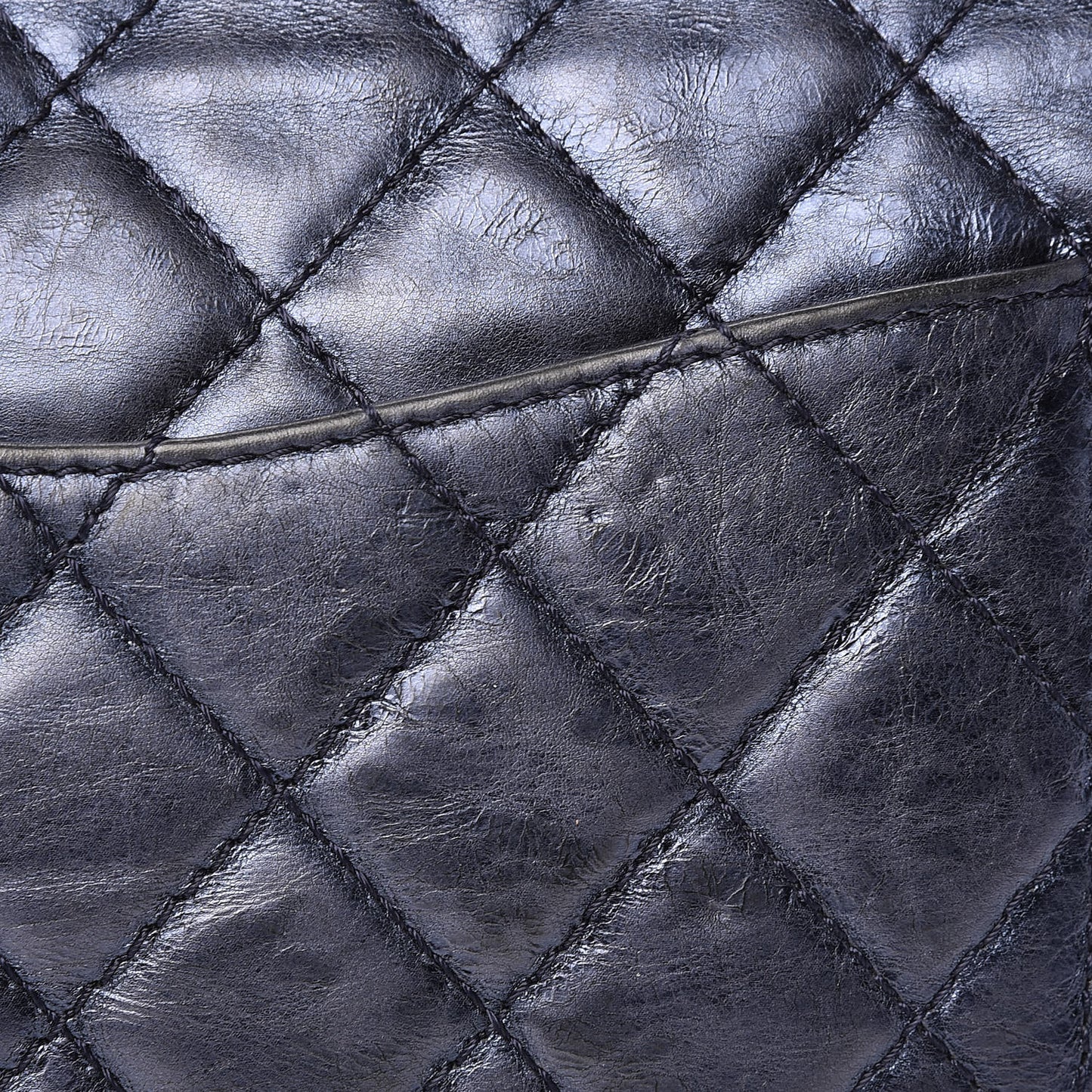 Metallic Calfskin Quilted 2.55 Reissue 227 Flap Dark Navy Blue