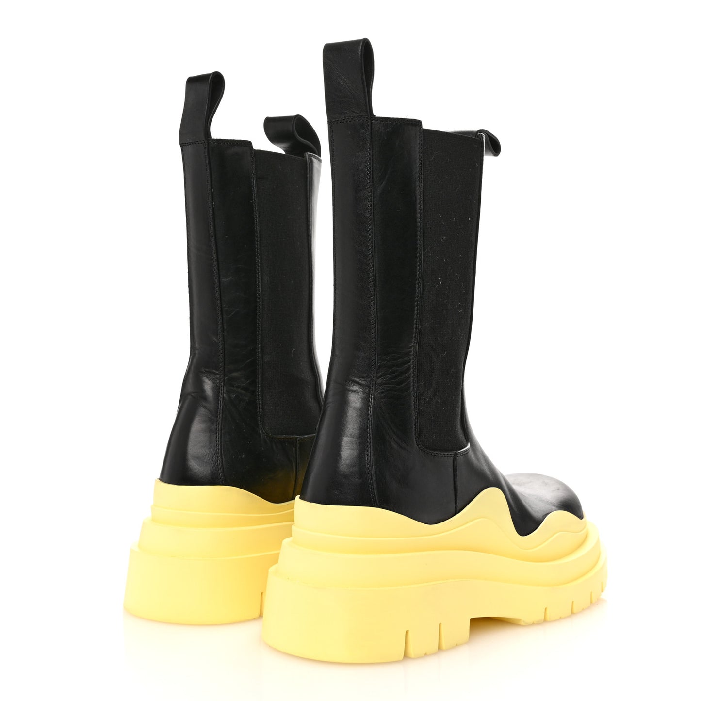 Calfskin The Tire Chelsea Boots 37 Black Yellow