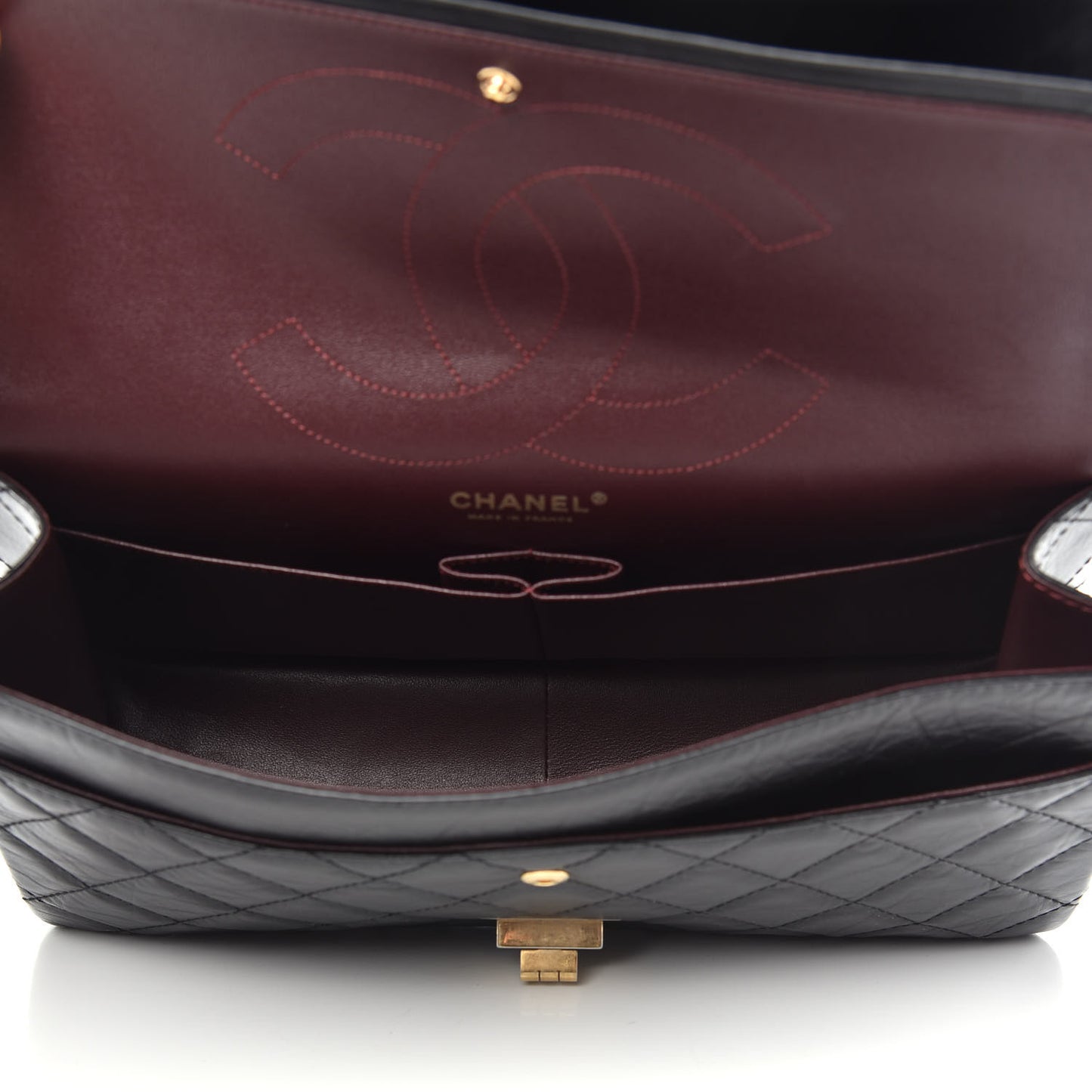 Aged Calfskin Quilted 2.55 Reissue 227 Flap Black