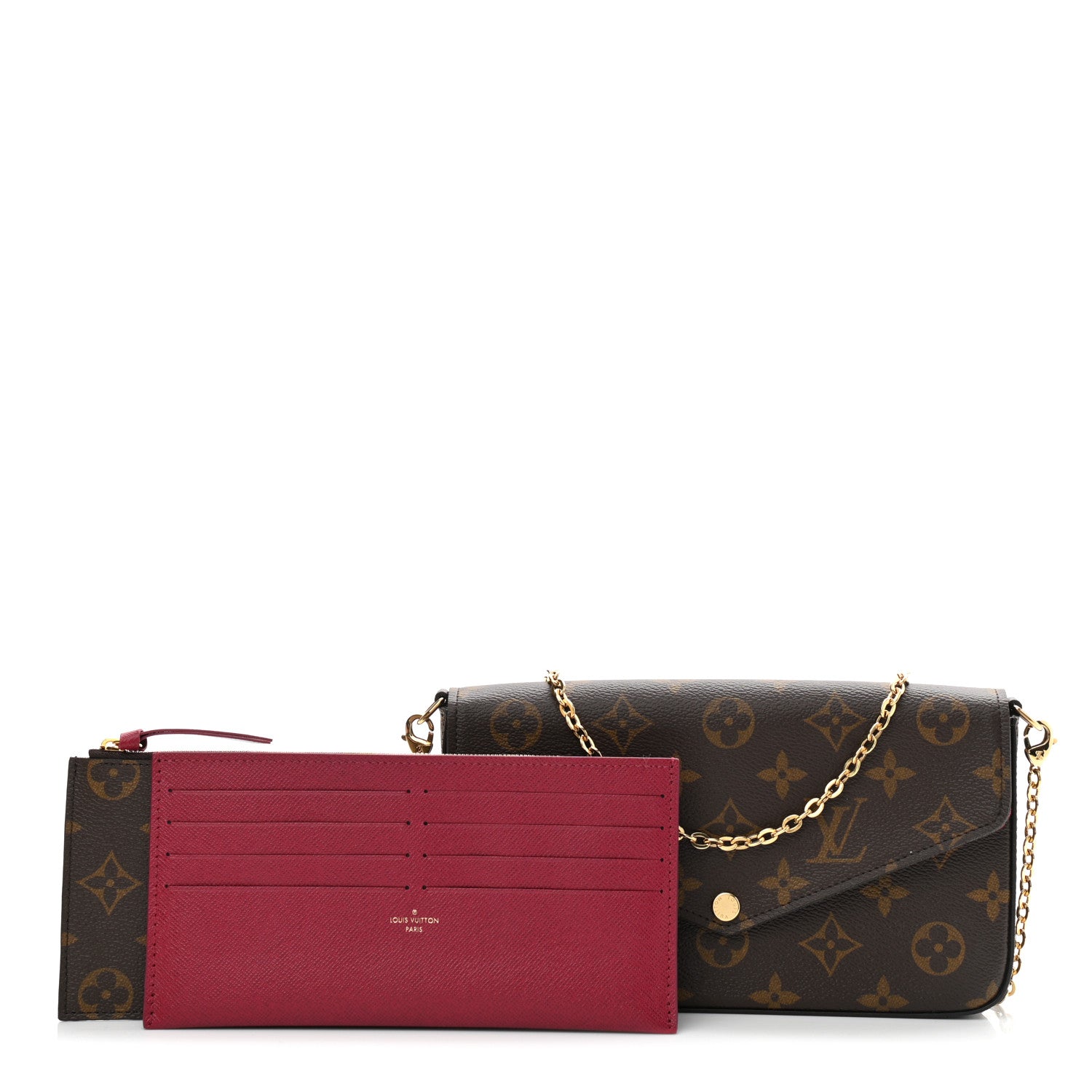 Louis Vuitton Monogram Pochette Felicie Chain Wallet Fuchsia 1 of 19