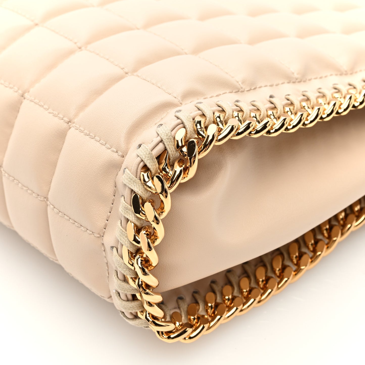 Vegan Leather Quilted Mini Falabella Tote Semolina