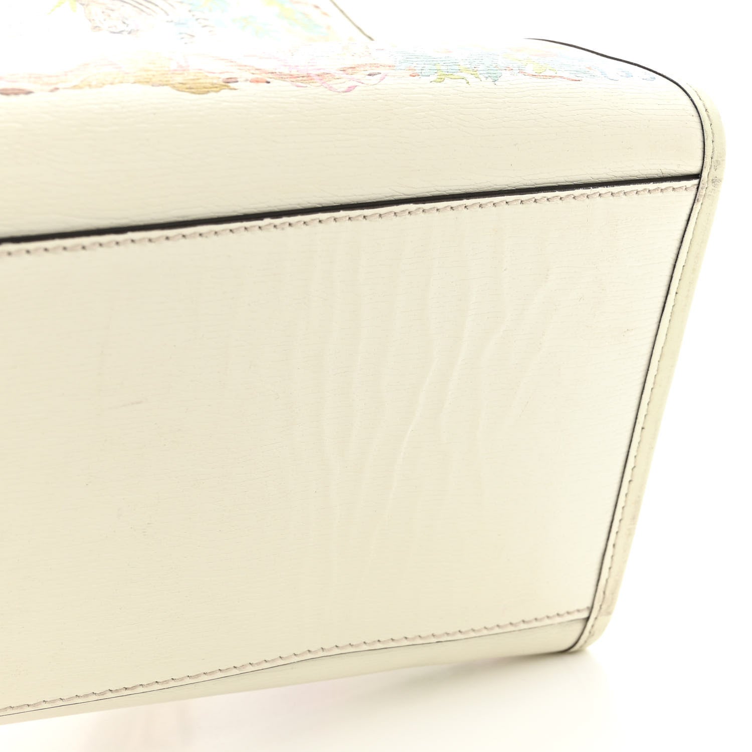 Gucci New Shangai Calfskin Tiger Savanah Textured Calfskin Medium Tote Chalky White Multicolor 11 of 20