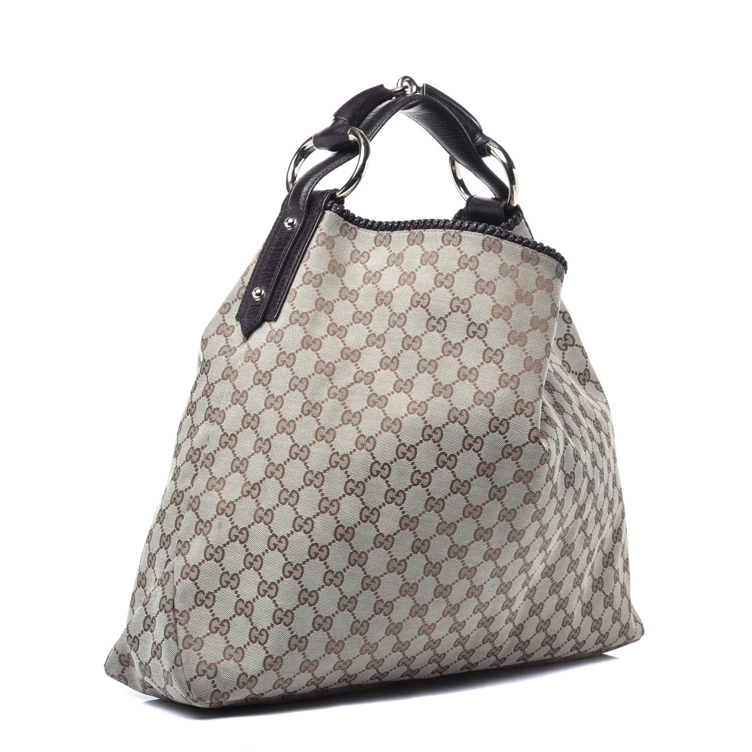 Gucci Monogram Large Horsebit Chain Hobo Dark Brown 3 of 9