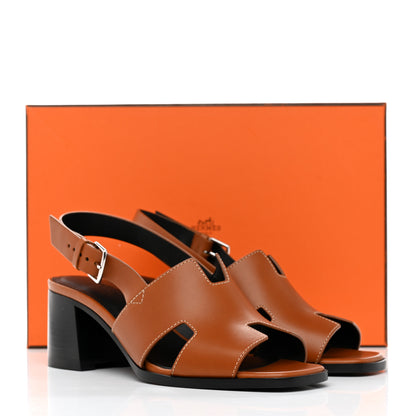 Hermes Calfskin Elbe 60 Sandals 39 Marron Glaise 9 of 9
