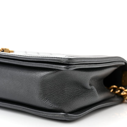 Chanel Metallic Calfskin Quilted New Medium Boy Flap Dark Grey 10 of 11