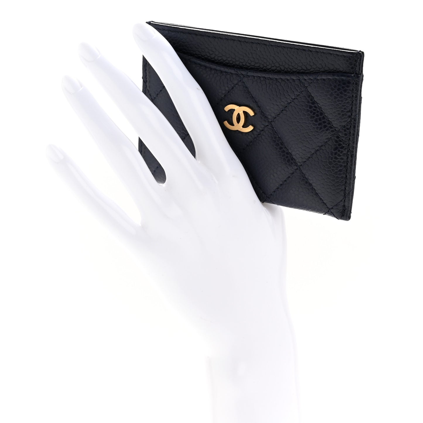 Caviar Quilted Card Holder Navy
