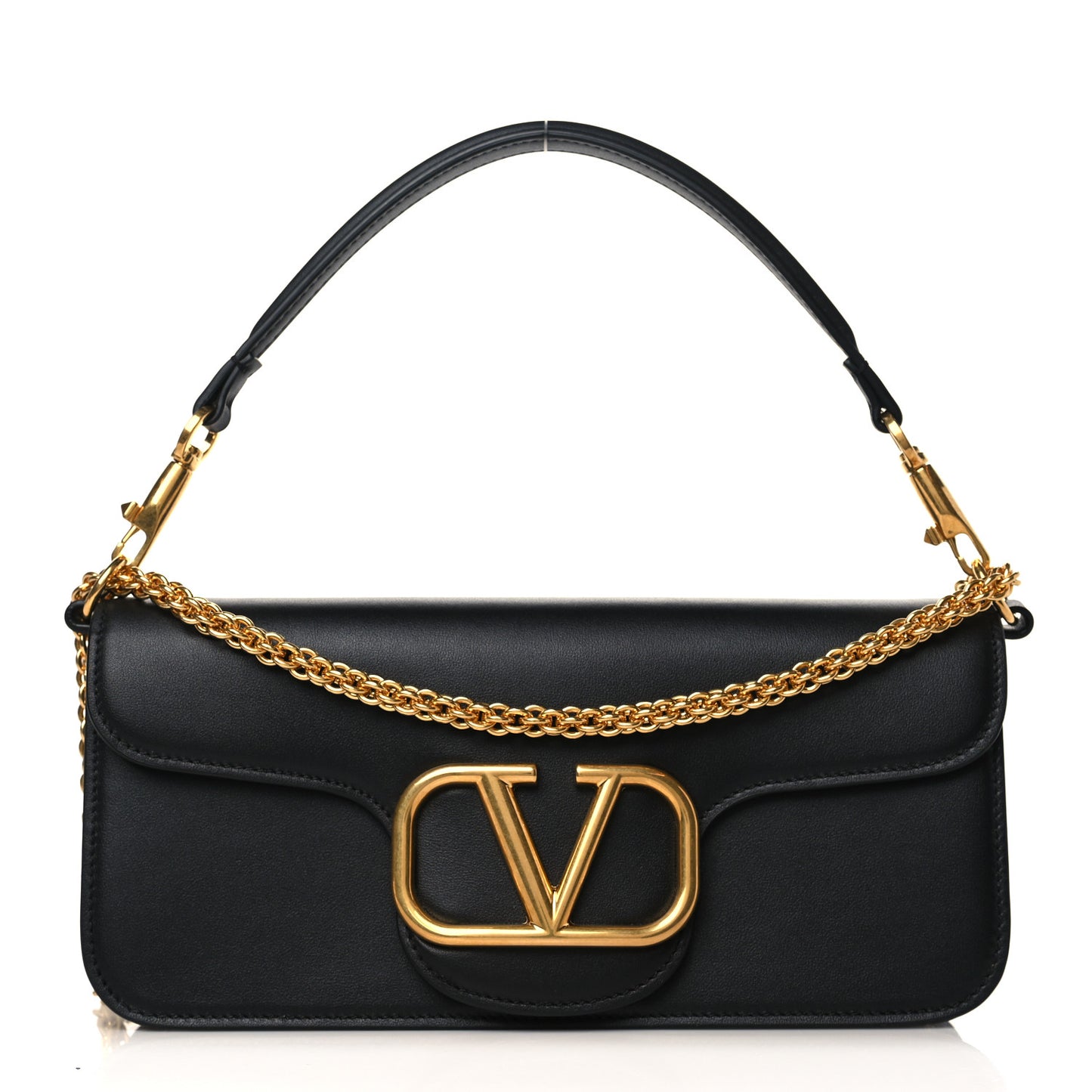 Calfskin Vlogo Loco Shoulder Bag Black