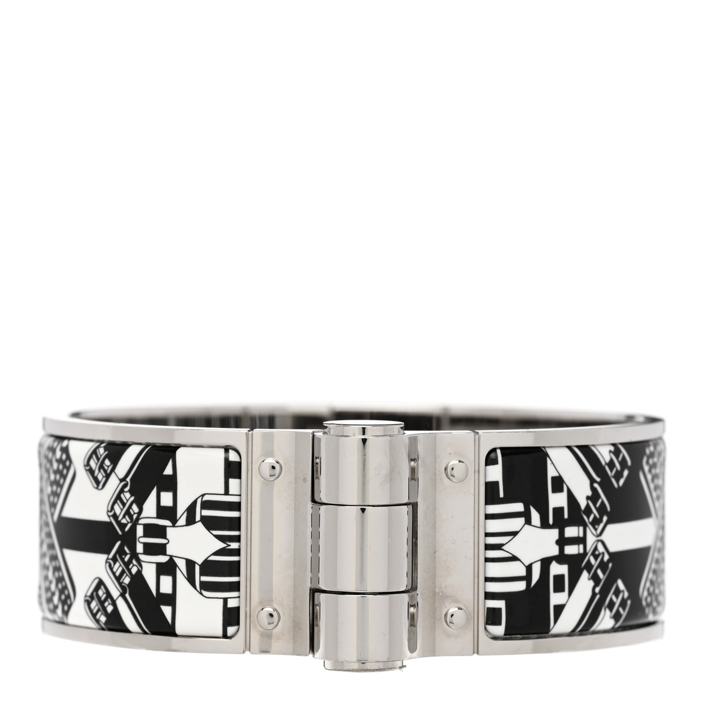 Enamel Printed Wide Charniere Sangles En ZigZag Hinged Bracelet S Positif Negatif