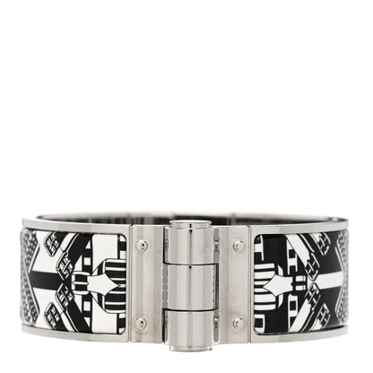 Hermes Enamel Printed Wide Charniere Sangles En ZigZag Hinged Bracelet S Positif Negatif 1 of 4