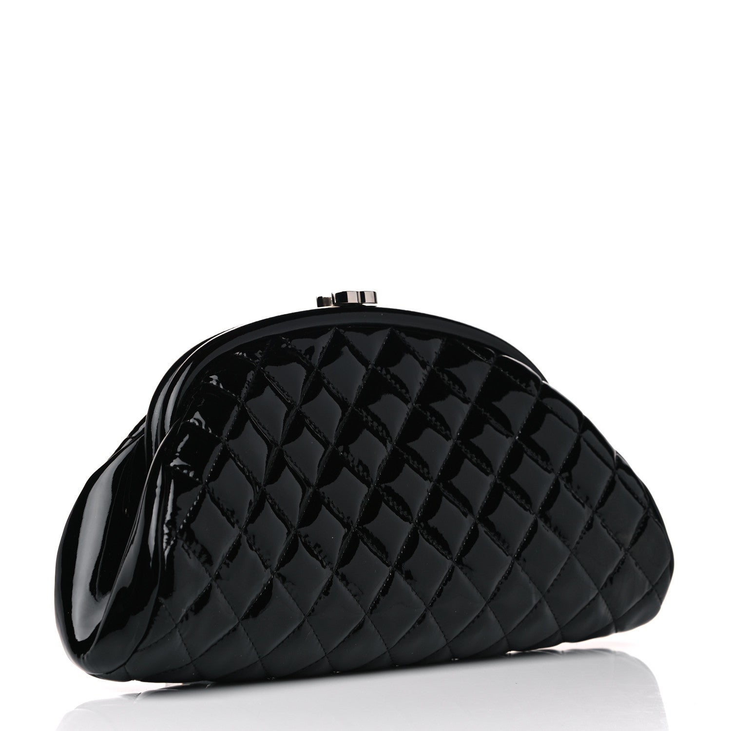 Chanel Patent Quilted Timeless Clutch Black 2 of 7