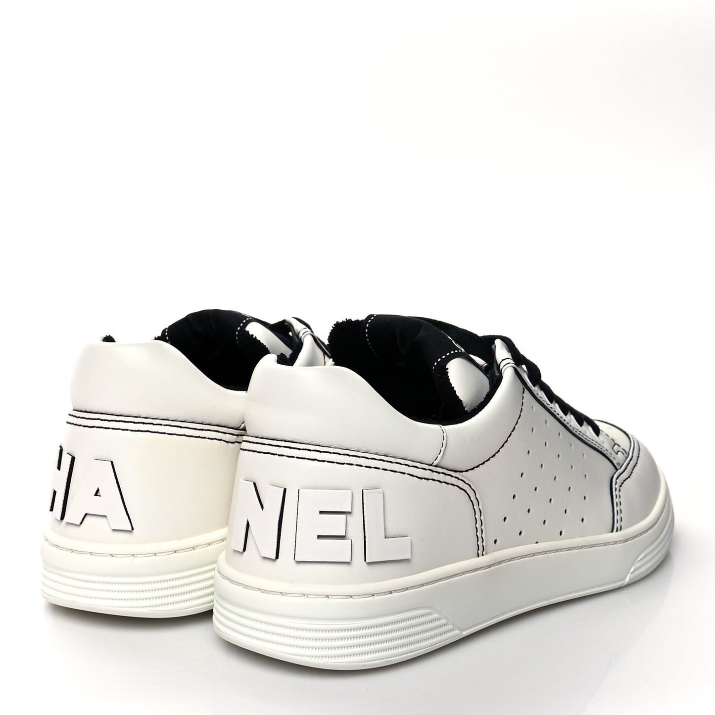 Calfskin Womens Logo Sneakers 39.5 White Black