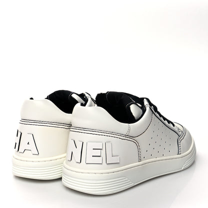 Chanel Calfskin Womens Logo Sneakers 39.5 White Black 4 of 8