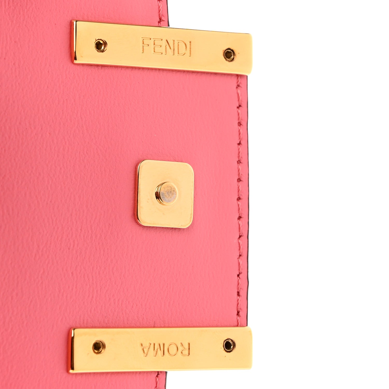 Fendi Nappa Matisse FF Embossed Nano Maxi Buckle Baguette Charm Pink Dalia 6 of 8