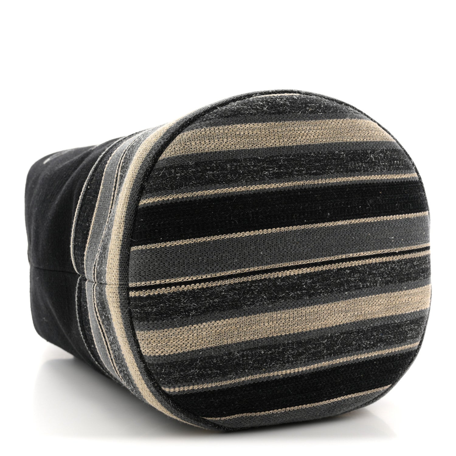 Chanel Striped Canvas Deauville Drawstring Backpack Black 6 of 19