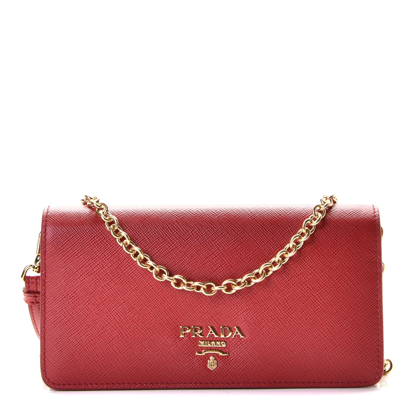 Saffiano Metal Mini Flap Crossbody Wristlet Bag Fuoco