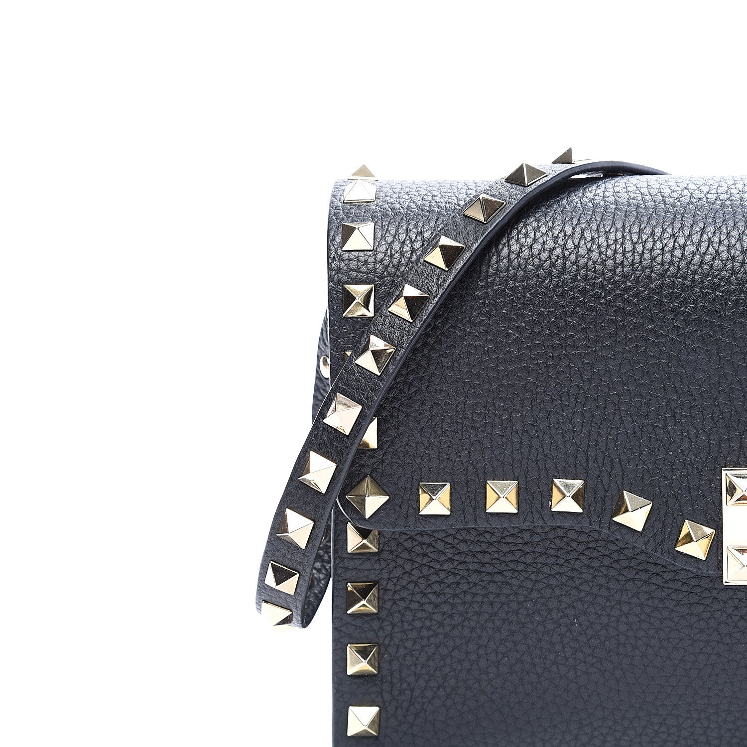 Valentino Garavani Pebbled Calfskin Medium Rockstud Flip Lock Crossbody Bag Black 10 of 10