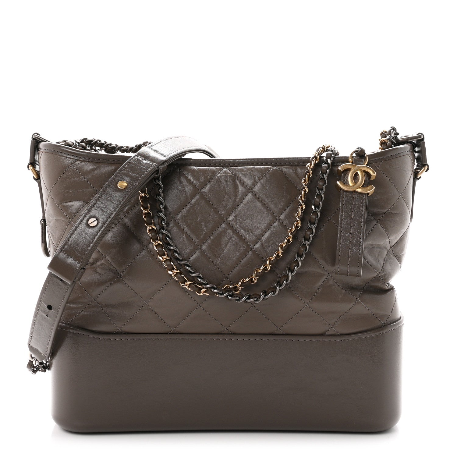 Chanel Aged Calfskin Quilted Medium Gabrielle Hobo Grey 1 of 10