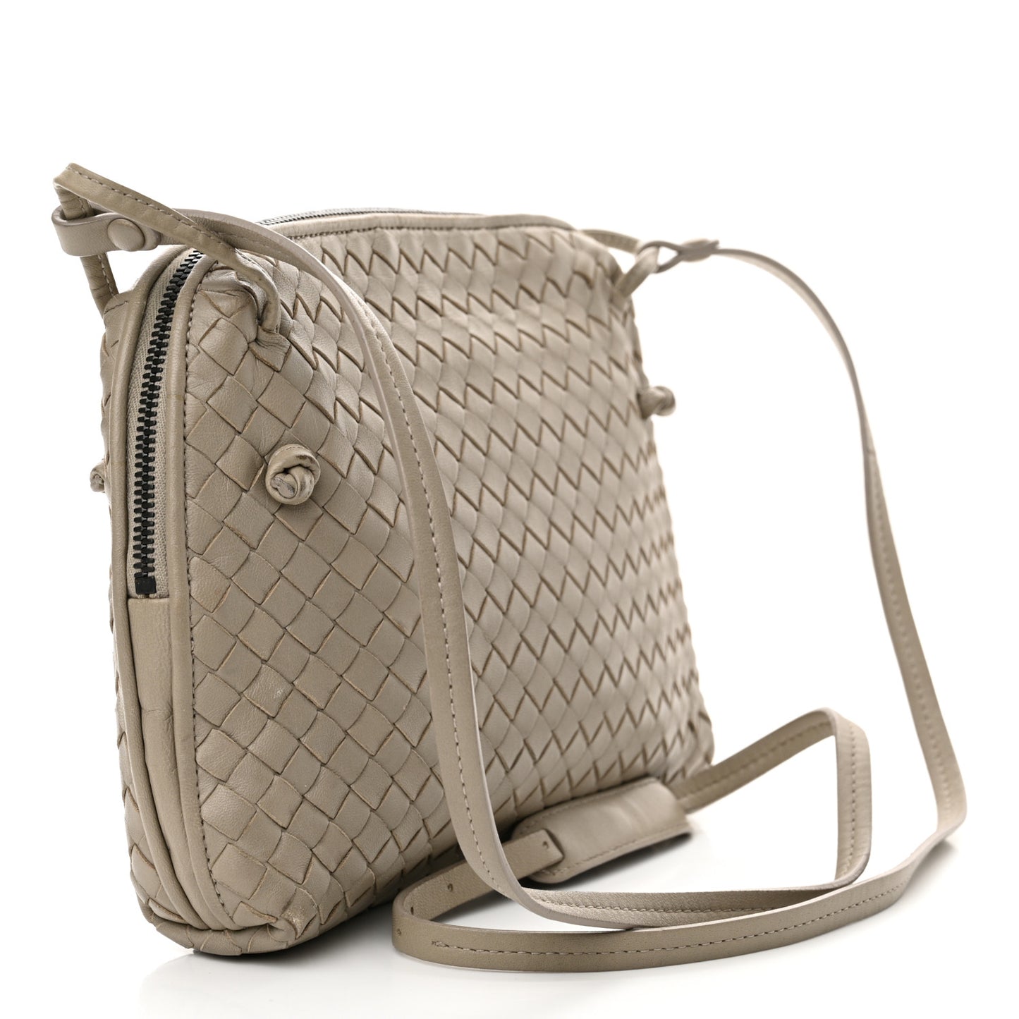 Nappa Intrecciato Nodini Crossbody Messenger Steel