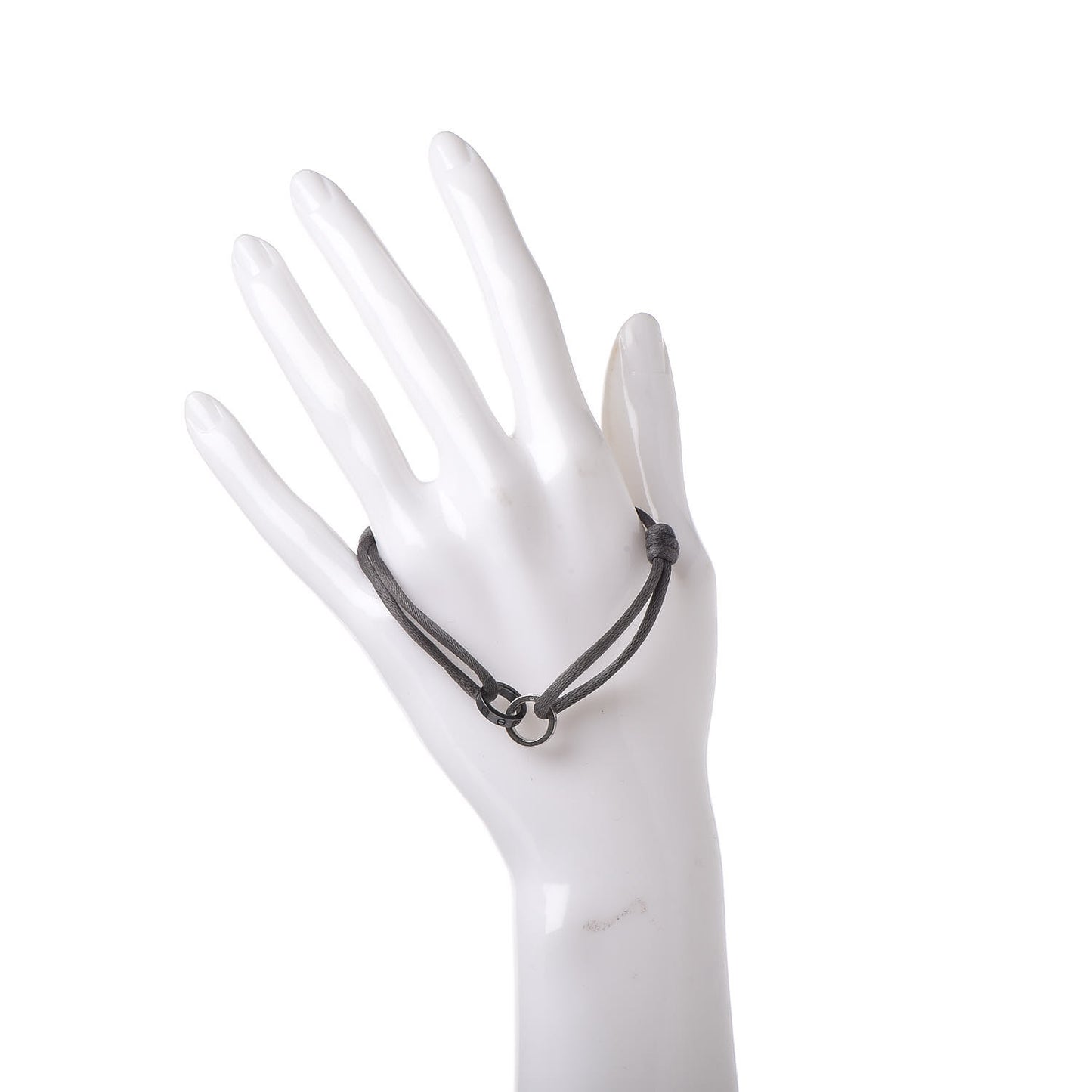 18K White Gold Ceramic 4 Diamond LOVE Cord Bracelet Gray