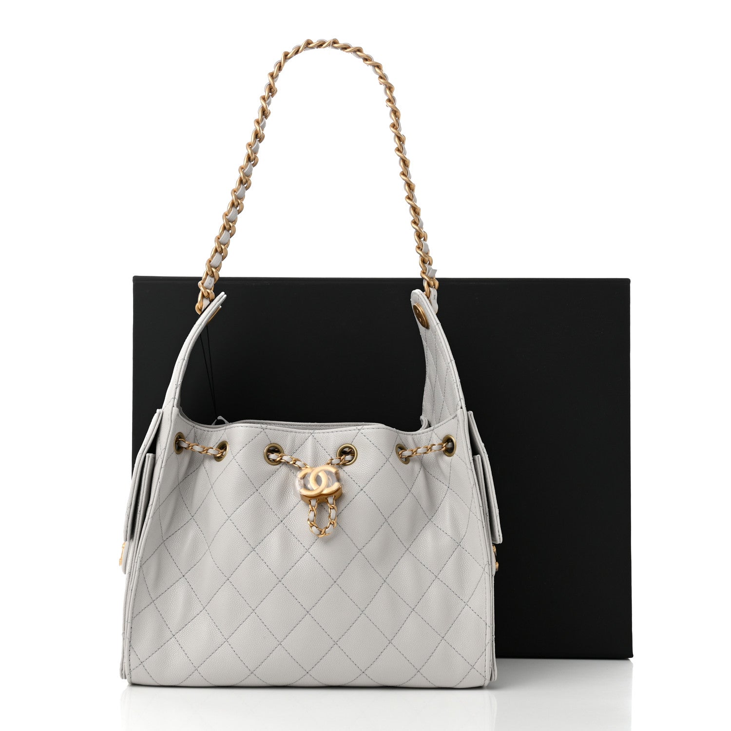 Chanel Caviar Quilted Small Chanel 25 Handbag Light Grey 10 of 10