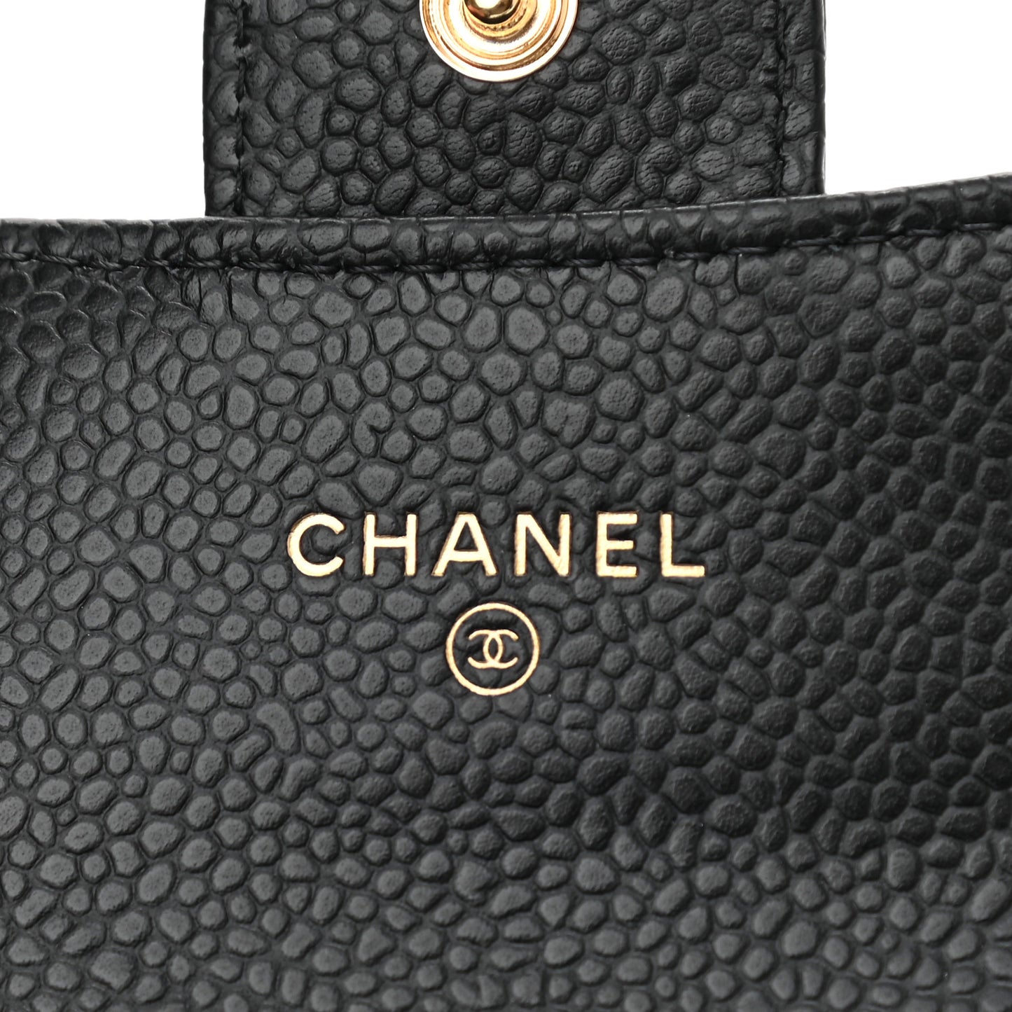 Caviar Quilted Flap Card Holder Black