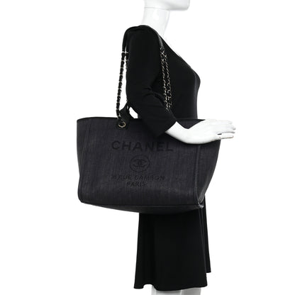 Chanel Woven Straw Raffia Medium Deauville Tote Black 2 of 10