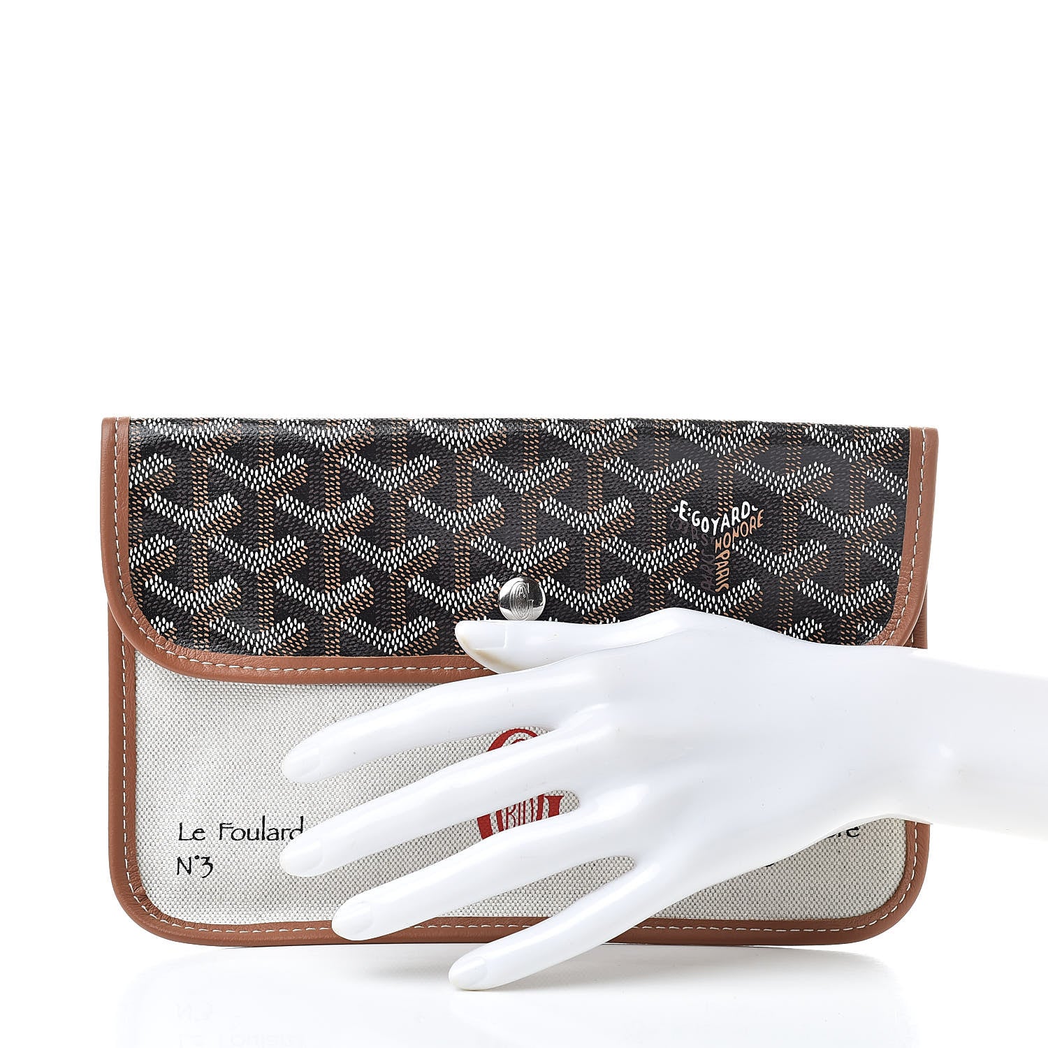 Goyard Goyardine Canvas Le Foulard Pouch Black Gold Off White 2 of 7