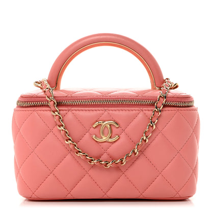 Chanel Lambskin Quilted Small Charming Top Handle Vanity Case With Chain Pink 1 of 11