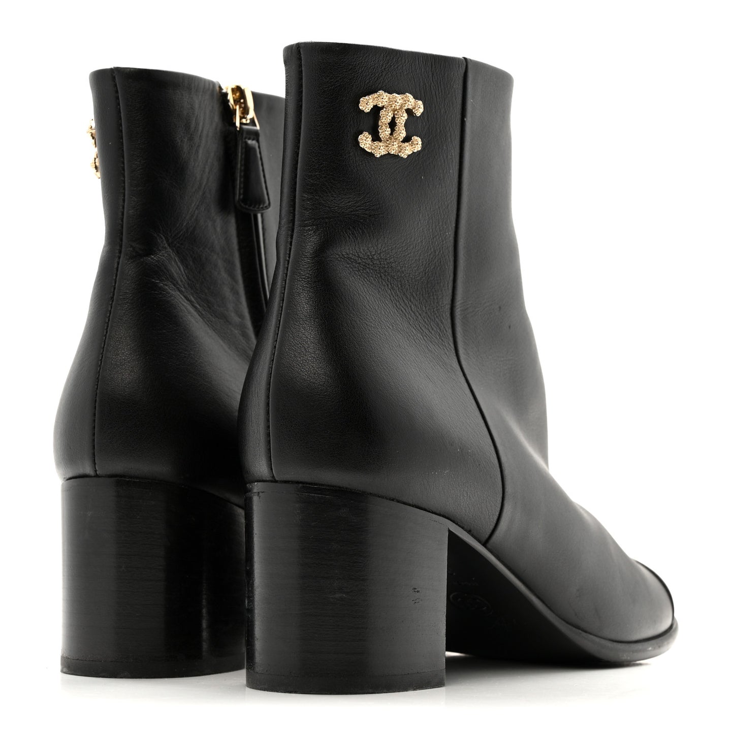 Calfskin CC Ankle Boots 38.5 Black