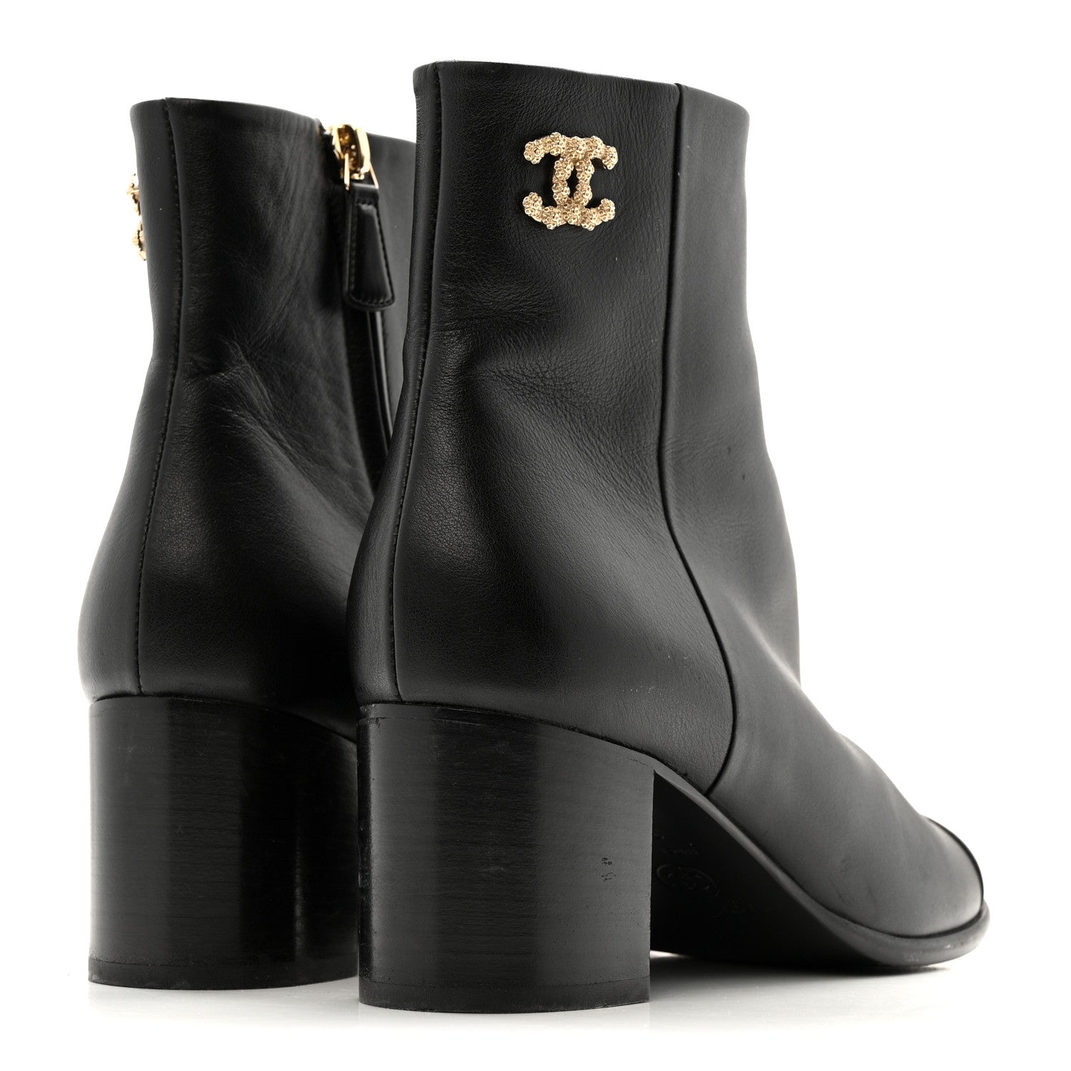 Chanel Calfskin CC Ankle Boots 38.5 Black 12 of 26