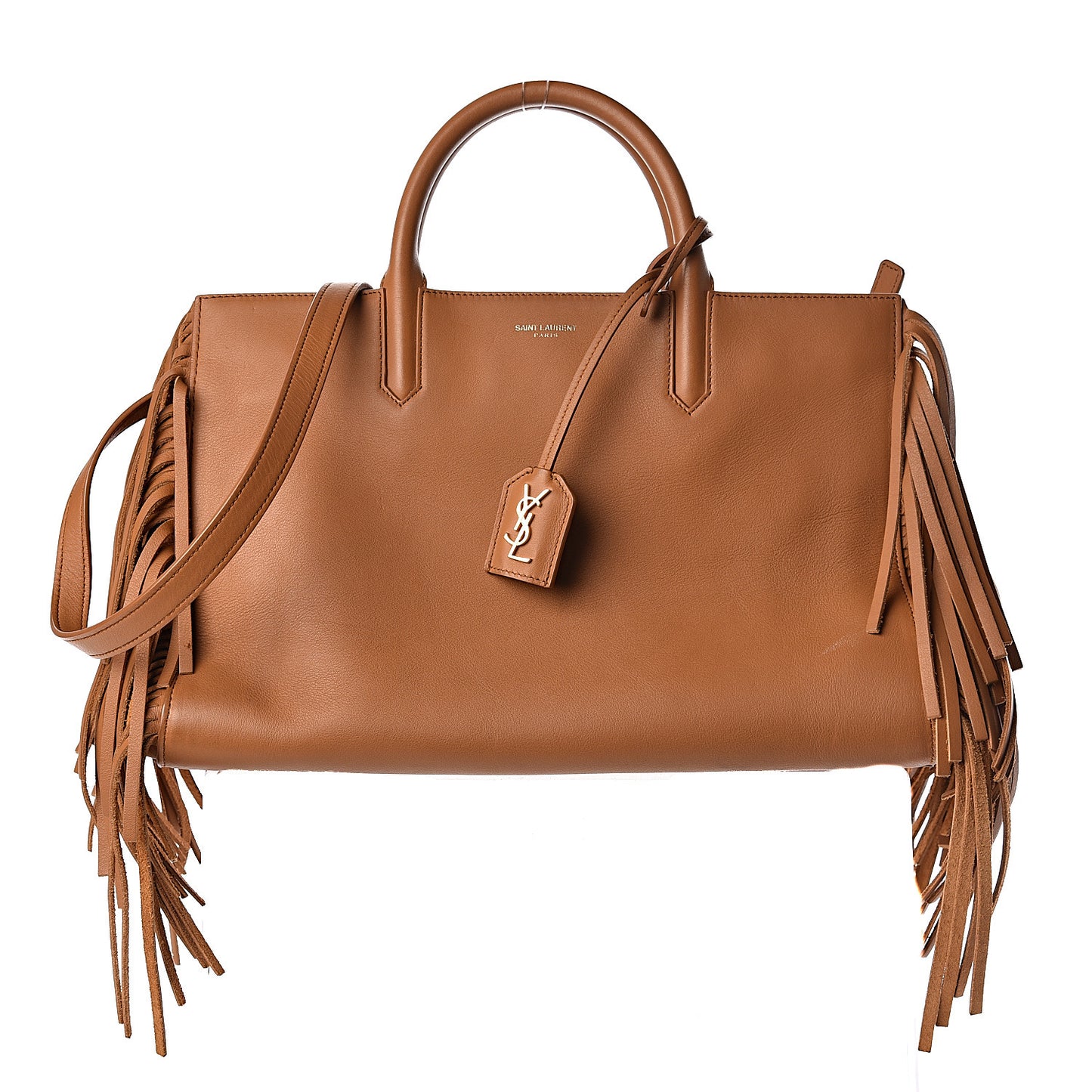 Calfskin Small Rive Gauche Fringe Tote Tan