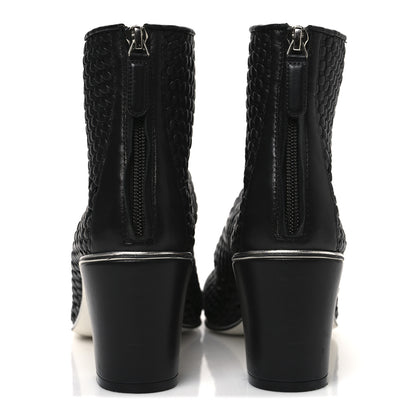 Chanel Woven Lambskin Patent Cap Toe Short Boots 41 Black 6 of 10