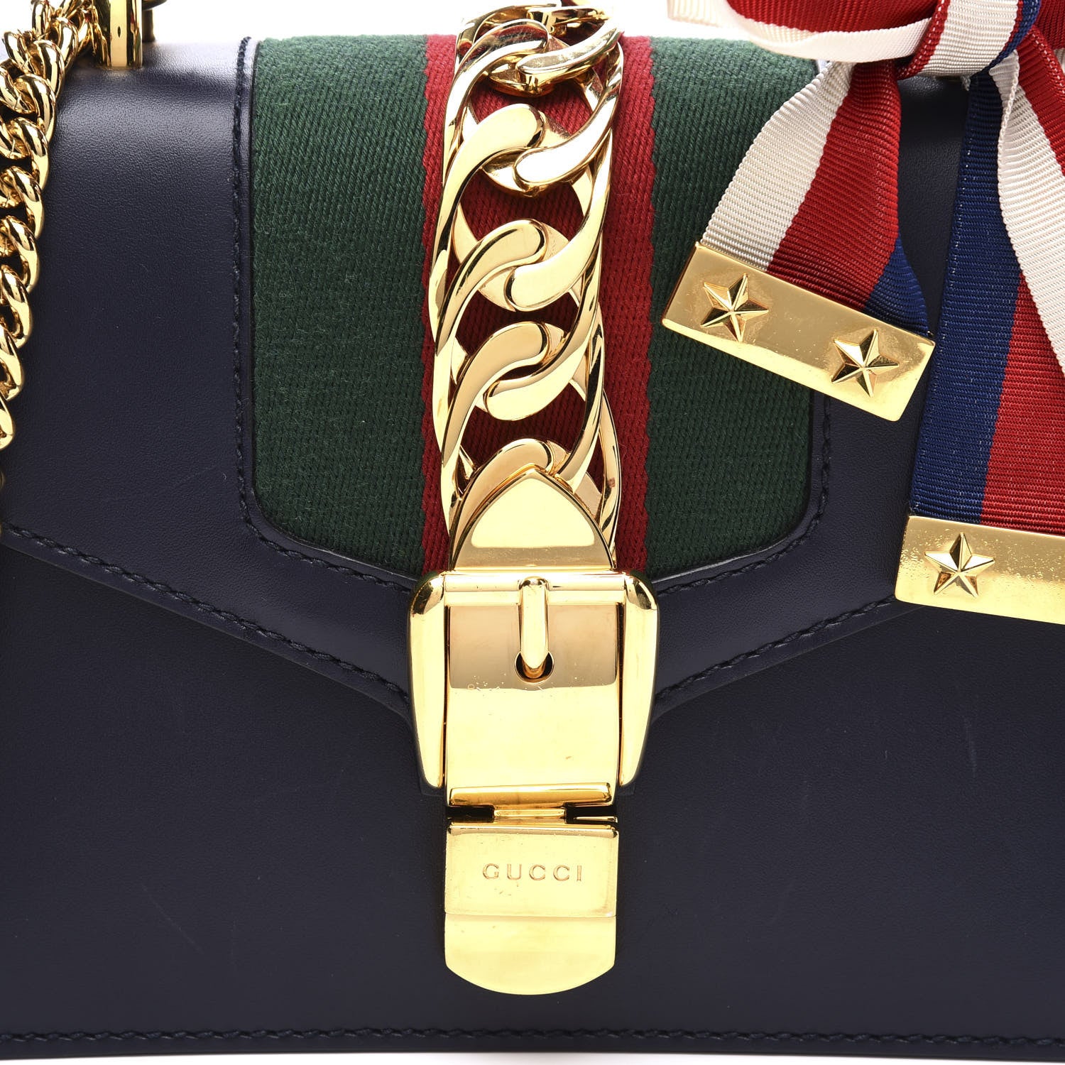Gucci Calfskin Mini Sylvie Chain Shoulder Bag Black 14 of 14