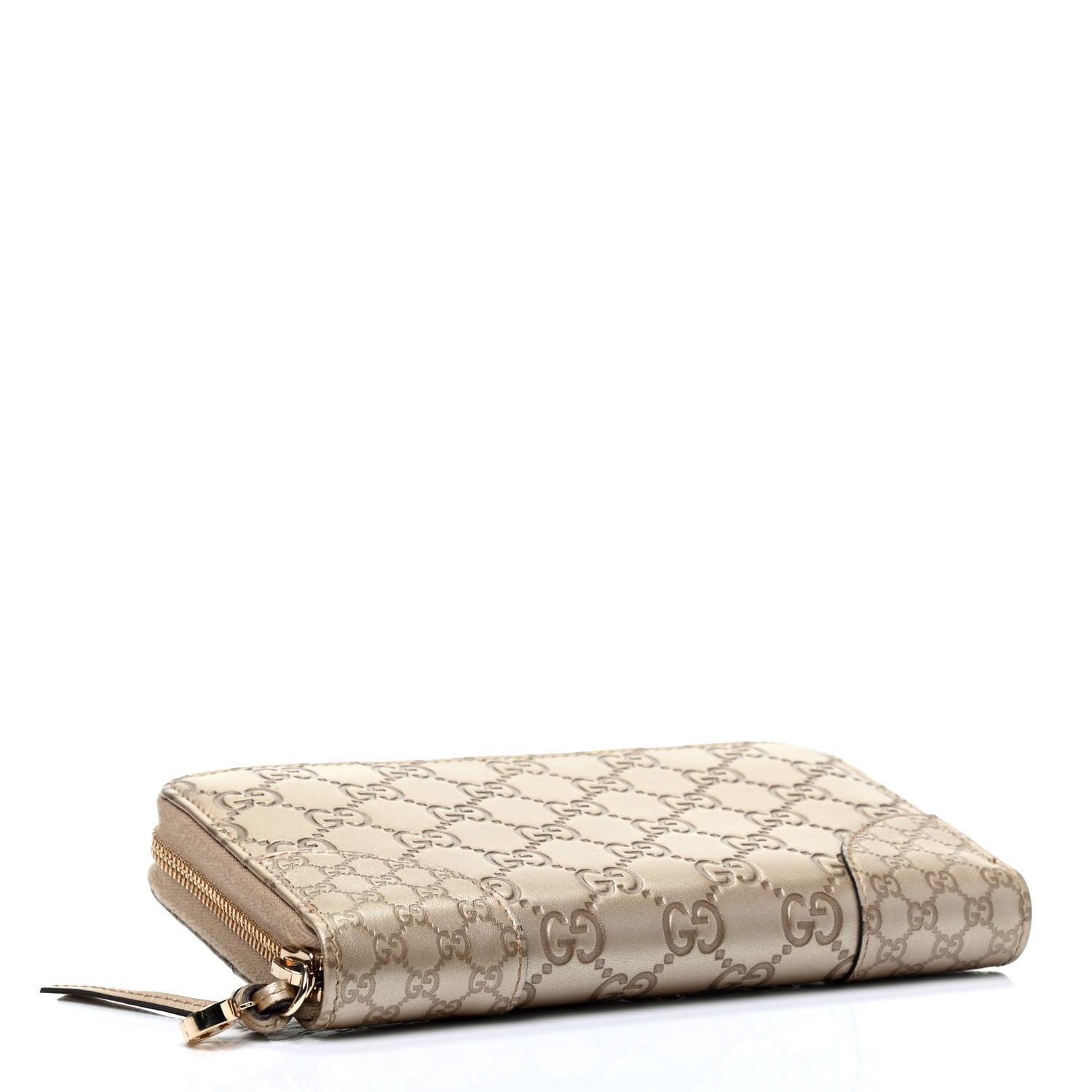 Gucci Metallic Guccissima Microguccissima Bree Zip Around Wallet Golden Beige 3 of 4