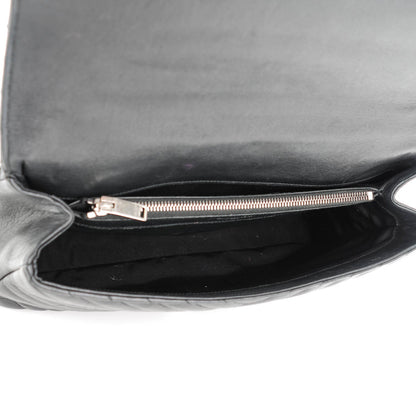 Saint Laurent Sheepskin Matelasse Chevron Monogram Large College Satchel Black 5 of 7